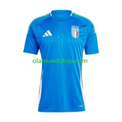 Camisola Itália Homem Equipamento Primeiro Euro 2024 Manga Curta